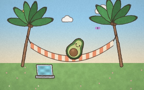 Avocado in a hammock scene